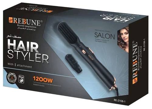 REBUNE Hair Styler with Single Brush and Heat Settings, 1200W, Model RE-2108-1, Black