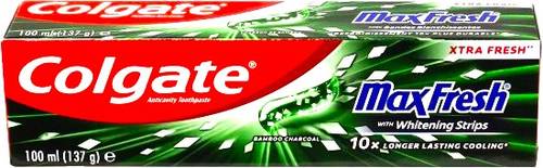 Colgate Max Fresh Whitening Strips & Bamboo Charcoal Toothpaste - 100ml