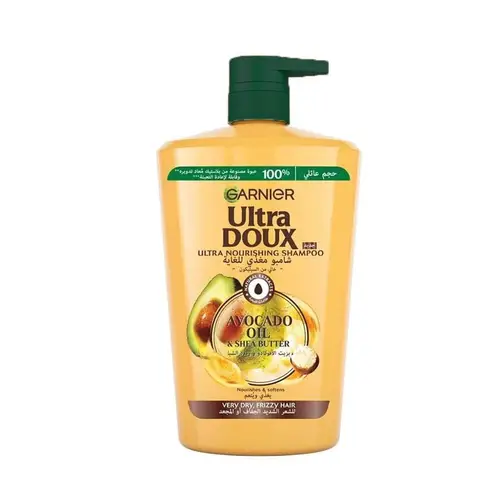 Garnier Ultra Doux Nourishing Shampoo with Avocado Oil and Shea Butter for Very Dry or Frizzy Hair 1 Liter