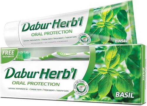 Dabur Herbs Basil Toothpaste with Free Brush - 150g