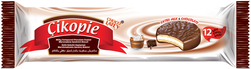 Marshmallow Sandwich Biscuits Topped with Cocoa and Milk 12 Pieces