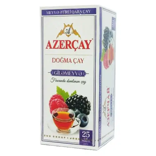 شاي AZERCAY بنكهة التوت الاحمر والاسود 25 كيس