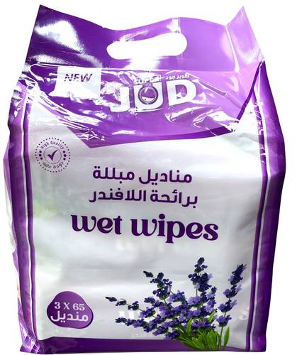 Super JOD Lavender Scented Wet Wipes, 65 wipes x 3 wipes