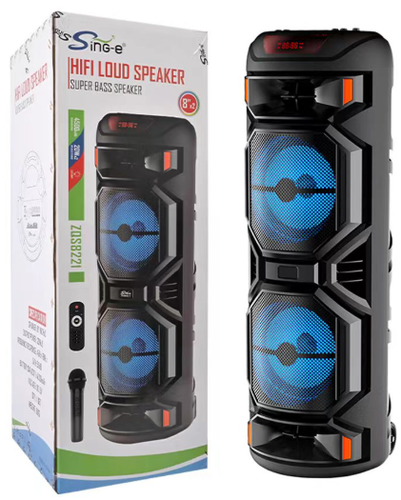 SING-E 8-inch Wireless Speaker with Party Lights, Microphone, and High-Power Remote Control for Indoor or Outdoor Use
