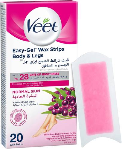 Veet Easy-to-Use Hair Removal Gel Strips for Normal Skin 20 Strips