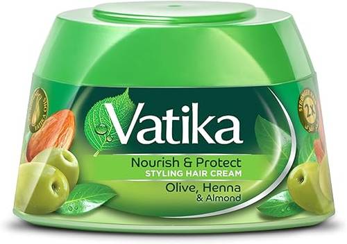 Vatika Hair Styling Cream Nourishes and Protects Hair with Olive, Henna and Almond Extracts 140ml