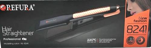 REFURA Women's Hair Straightener with Ceramic Coated Plates, Fast Heating, Portable, Black Color RE-8241