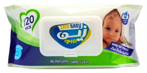 Zain Baby Wet Wipes for Children - 120 Pieces, Random Color
