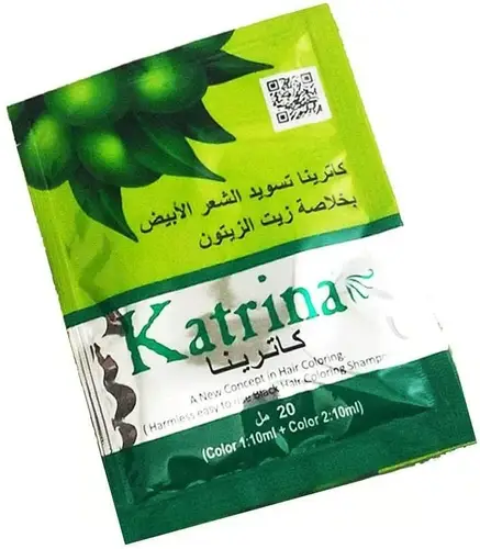 Katrina Shampoo Blackens White Hair, Black Color, 20ml Sachet