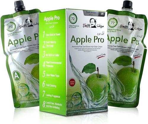 Swift Apple Pro Plus Advanced 100% Grey Coverage Cream Hair Colour No. 3 Dark Brown 500ml