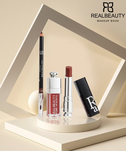 Real Beauty Luxury Lip Trio – (Long-lasting Liquid Lipstick - Cream Lipstick - Lip Liner) Long-lasting and alluring