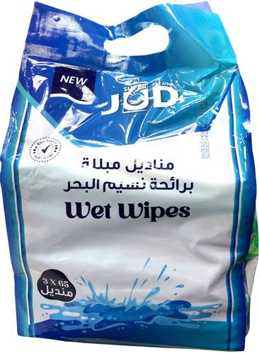 Super JOD Wet Wipes with Sea Breeze Scent, 65 wipes x 3 wipes