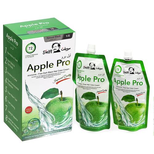 Swift Apple Pro Plus Advanced 100% Grey Coverage Cream Hair Color No. 1 Natural Black 500ml