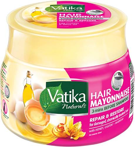 Vatika Hair Mayonnaise 3 Minutes Before Shampoo, To Repair And Restore Hair With Honey, Castor And Pumpkin Extracts 500ml