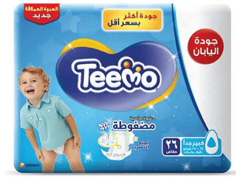 تيمو حفاضات اطفال رقم 5 كبير جدا عبوة 26 حفاضة