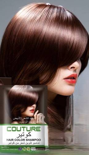 Couture White Hair Dye Shampoo with Olive Oil Extract, Brown Color, 30ml Sachet