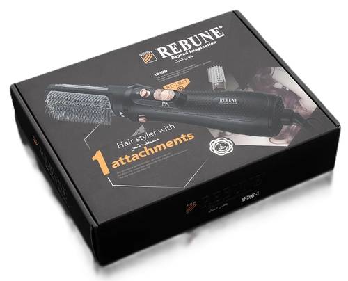 REBUNE Hair Styler with Single Brush and Heat Settings, 1200W, Model RE-2061-1, Black