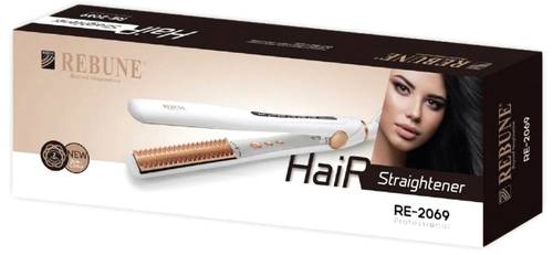 REBUNE Ceramic Hair Straightener 50W - Digital LED Display - White - RE-2069