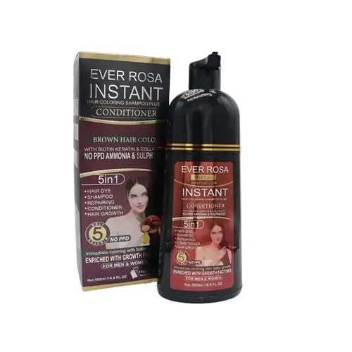 Ever Rosa Shampoo and Conditioner Hair Dye with Collagen and Keratin, Ammonia and Sulfate Free, Brown Color, 500ml