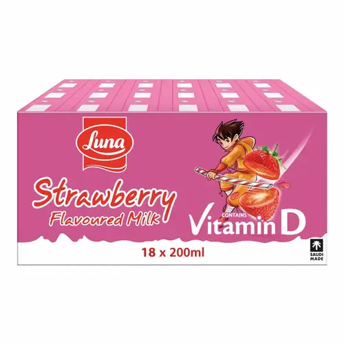 Luna Strawberry Flavored Milk Carton 18 pieces * 200 ml