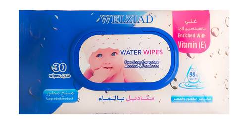 WELZIAD Baby Wipes, Fragrance-Free and Alcohol-Free with Vitamin E - 30 Wipes