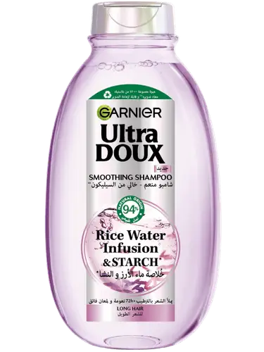 Garnier Ultra Doux Smoothing Shampoo with Rice Water and Starch Extract for Long Hair 400ml