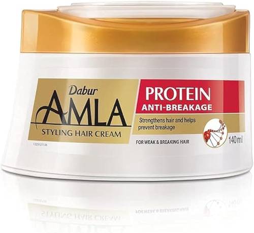 Dabur Amla Hair Styling Cream with Anti-Breakage Protein Strengthens and Prevents Hair Damage For Damaged and Broken Hair 140ml
