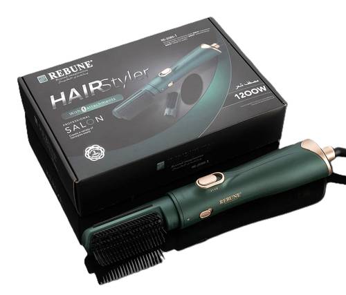 REBUNE Hair Styler with Single Brush and Heat Settings, 1200W, Model RE-2085-1, Green 