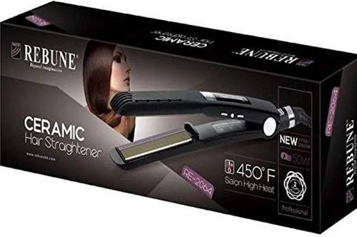 Rebune Ceramic Hair Straightener with Digital LED Display, 50W, 2.5m Cord Length, Black, Model Number RE-2065