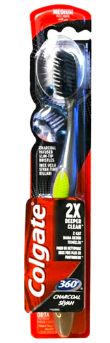Colgate 360 ​​Medium Soft Charcoal Toothbrush