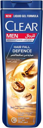 Clear Men Anti-Dandruff Shampoo, Hair Fall Protection with Coffee Bean Extract, 190 ml