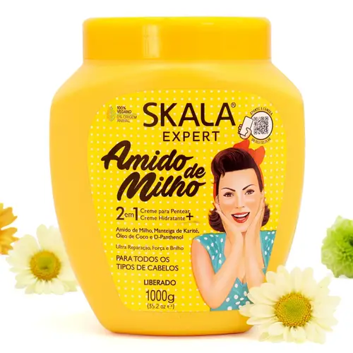 Skala Amedo de Melho Vegan 2 in 1 Hair Treatment Cream Enriched with Corn Starch and Shea Butter with Coconut Oil 1000g