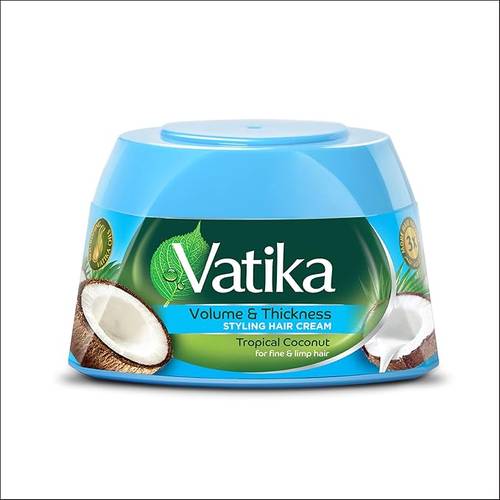 Vatika Hair Styling Cream for Thickening and Volume for Fine and Weak Hair with Tropical Coconut Extract for Weak and Thin Hair 140 ml