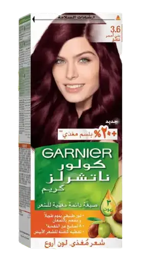 غارنييه كولر ناتشورالز كريم صبغة شعر رقم 3.6 لون بني احمر غامق