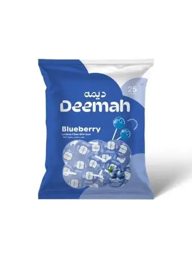 Dima Lollipop Candy Blueberry Flavor with Bubble Gum Filling 250g