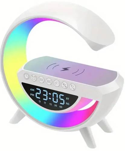 5-in-1 Speaker, Wireless Charger, Radio, 7-Color Night Light, Digital Clock, and Alarm Clock - Model BT-3401