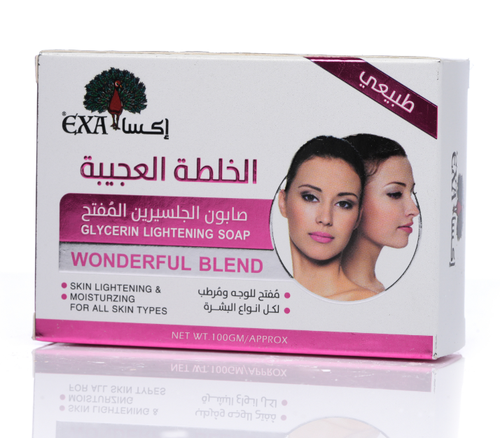 اكسا صابون الخلطة العجيبة صابون الجلسرين المفتح و المرطب للوجه لكل انواع البشرة - 100 جرام