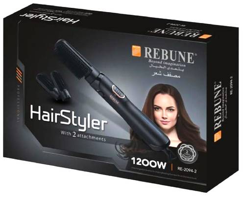 REBUNE Hair Styler with Single Brush and Heat Settings, 1200W, Model RE-2094-1, Black