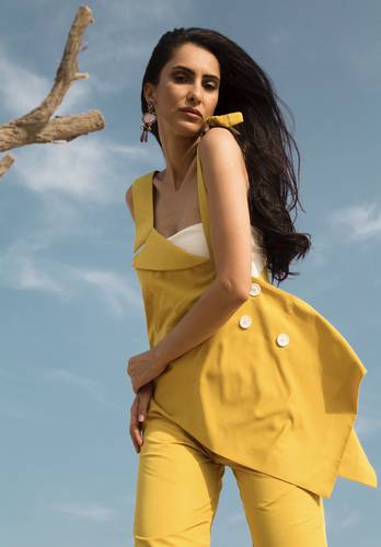 Yellow mustard pants and top