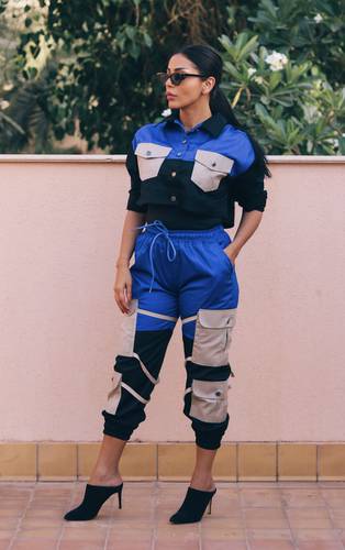 Casual chic training suite black ,beige and blue 