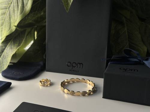 طقم اسوارة مع خاتم apm - ذهبي 
