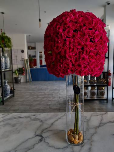 فازه زجاج 50 غصن بيبي جوري 