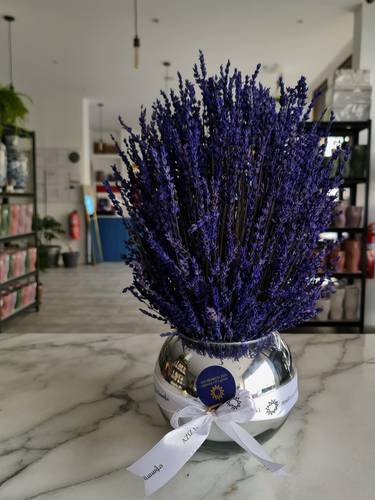 Silver Vase with dry lavender 