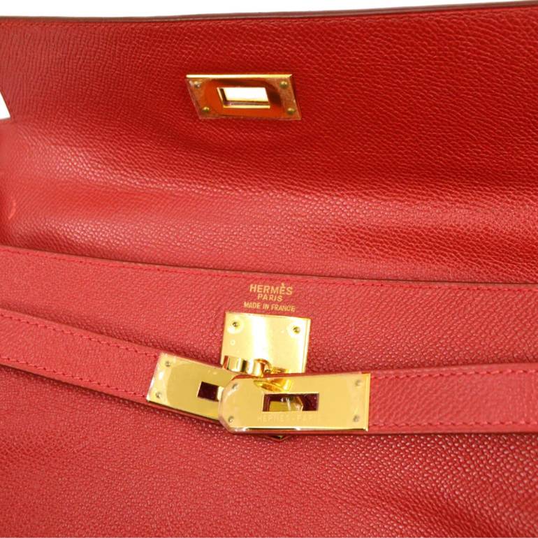 HERMES Kelly Ado GM Red Leather Gold Top Handle Carryall Backpack Bag For  Sale at 1stDibs