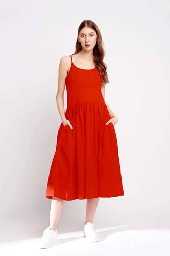 Cherry Wine Linen Sling Dress