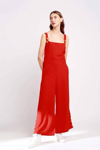 Red Wood Reverie Linen Jumpsuit 