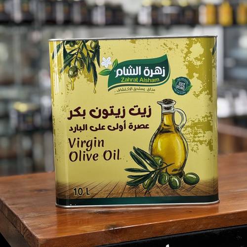 زيت زيتون زهرة الشام بكر عصرة اولى 10 لتر انتاج جديد 4/2026