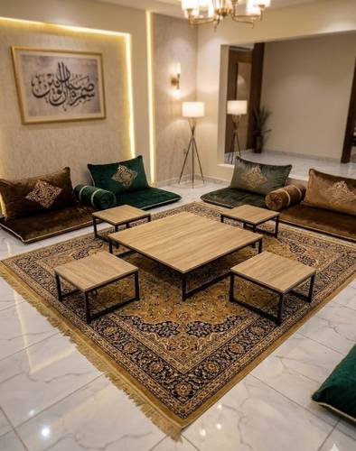 طاولة ارضي طقم  1+4 خشبي ر- حواف DY130