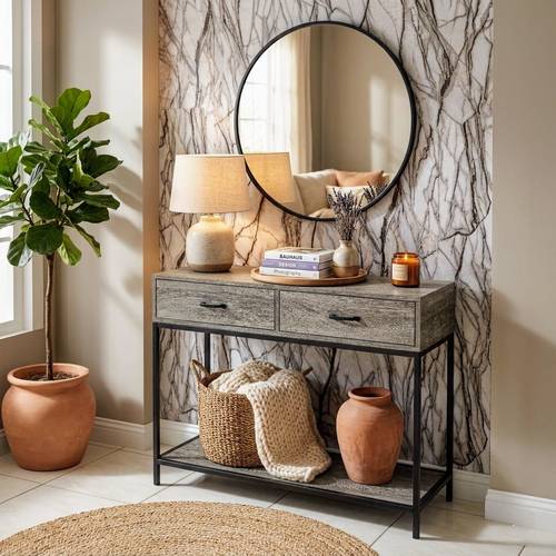 كونسول 100*35*92 ركن كوفي درجين رصاصي DY111