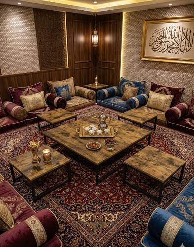 طاولة ارضي طقم  1+4 عسلي ر- حواف DY128